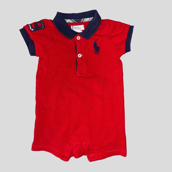 6Months Ralph Lauren Romper Red & Navy - Picture 1 of 6